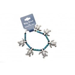Big Blue Bracelet - Sea Turtle Charm Bracelet with Ceramic Blue-Green Beads Big Blue Bracelet - Sea Turtle Charm Bracelet with Ceramic Blue-Green Beads