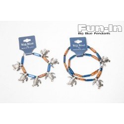 Big Blue Necklace - Sea Turtle Charm Necklace with Ceramic Brown-Blue Beads Big Blue Necklace - Sea Turtle Charm Necklace with Ceramic Brown-Blue Beads