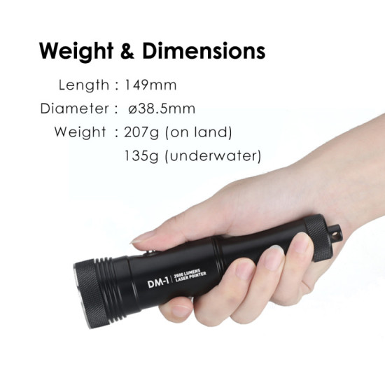 X-Adventurer DM-1 LED Scuba Diving Spot Light with Green Laser Pointer